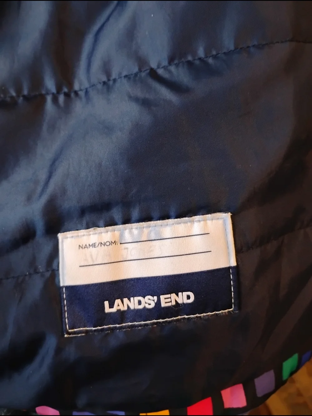 Lands' End Kids Hooded Raincoat - Multicolor Geometric Print Kids Size L